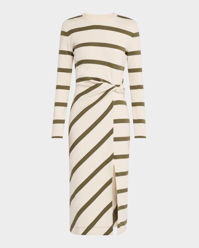 Cody Rugby Stripe Twisted Midi Shirt Dress